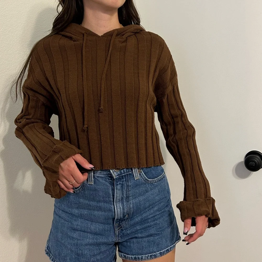 Forever 21 Chocolate Knit Hoodie - Picture 1 of 4
